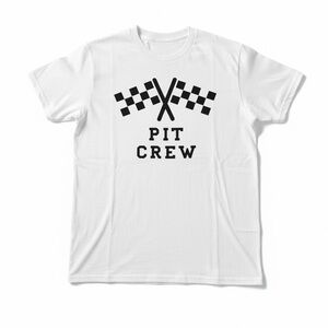 Gildan Pit Crew Graphic T-Shirt Mens Size L White Racing Costume Tee